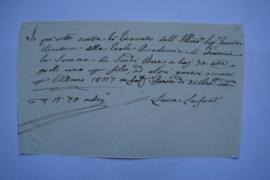 quittance pour le fil pour l’année 1827, de la femme de charge de l’Académie, Luisa Lafonte, à Pi...