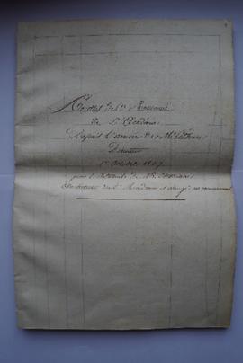 « Recettes des Revenues de l’Académie Depuis l’arrivée de Mr Lethière Directeur 1er Octobre 1807 ...