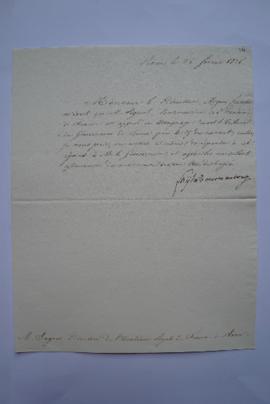 lettre informant que le peintre Signol est appelé en témoignage devant le Tribunal du Gouverneur ...