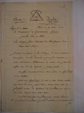 Lettre concernant la restitution des plâtres et des meubles de l'Académie, du commissaire Léon Du...
