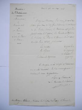 lettre informant de l’approbation du compte du 18 avril au 30 juin 1848, de Sénart, ministre de l...