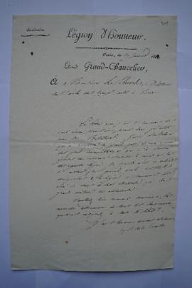lettre recommandant Henuméroi Joseph Ruxtiel à son arrivée à Rome, de Lacépède, grand chancelier,...