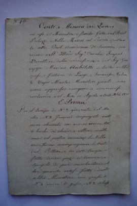 cahier des comptes et quittance pour les travaux d’août à décembre 1835, des maîtres-maçons Luigi...