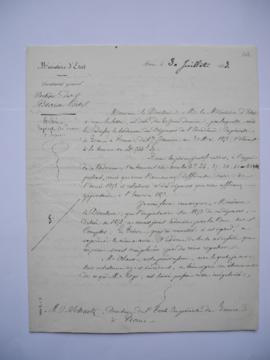 lettre au sujet du bordereau des dépenses de l’Académie du 1er janvier au 31 mai 1853