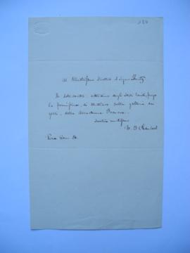 lettre demandant l’accès à la Galerie des Plâtres, de Jr. B. Chambers, citoyen des États Unis à J...
