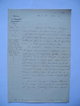 lettre décrivant le mode de comptabilité relatif aux crédits ensemble 30 000 fr ouverts en 1838 e...