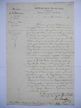 deux lettres concernant le déplacement forcé du siège de l’Académie de Rome à Florence et portant...