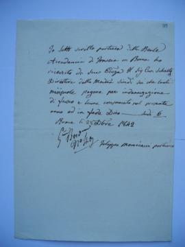 deux quittances de Pietro Guidi, membre Société des orphelins du choléra, Filippo Menicacci, port...