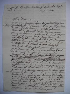 lettre informant des envois des productions des pensionnaires, de Lethière à Le Breton, secrétair...