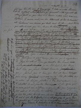 Brouillon de lettre, de Joseph-Benoît Suvée à Le Breton, secrétaire de la Classe des Beaux-Arts à...