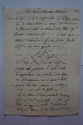 cahier de comptes et quittance pour les travaux du mois de juillet au décembre 1817, des tailleur...