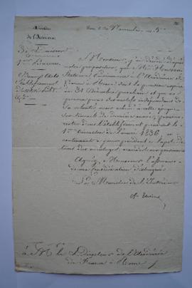 lettre autorisant le sculpteur Jean Husson à rester à l’Académie pendant un trimestre de plus afi...