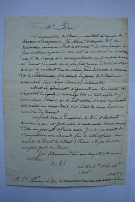 brouillon de la lettre du 3 mars 1824, de Pierre-Narcisse Guérin au duc de Laval-Montmorrency, am...
