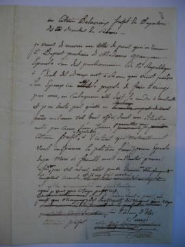 Brouillon de lettre de Suvée au préfet des Bouches-du-Rhône Delacroix concernant le départ de Par...