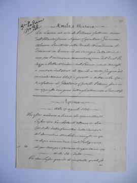 cahier des comptes et quittance pour travaux de juin à août 1847, de Gaetano Caselli, vitrier, à ...