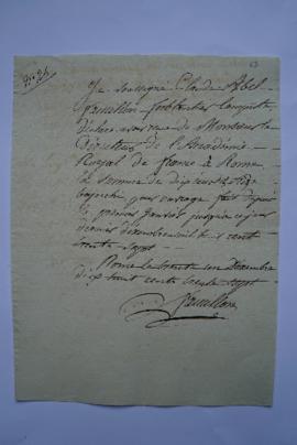 quittance pour les ouvrages faits du 1er janvier au 31 décembre 1837, du ferblantier Claude Abel ...