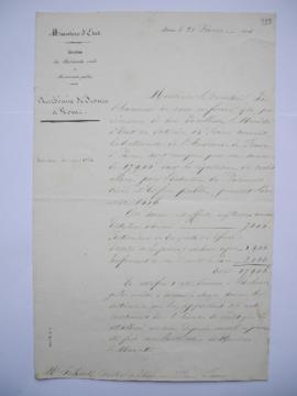 lettre sur l’entretien pour l’exercice 1856