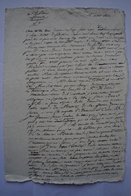 lettre informant de l’inscription d’Auguste, fils de Lethière, à l’école militaire de Saint Germa...