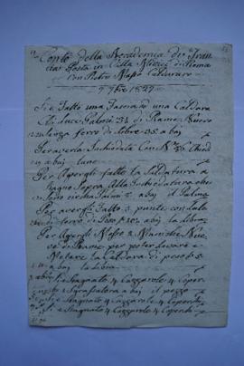 facture et quittance pour les travaux du 7 septembre 1827, de la chaudronnière Francesca Pucci à ...