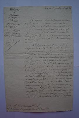 lettre renvoi d’une expédition du compte non arreté de l’Académie pour 1818 avec invitation d’y f...