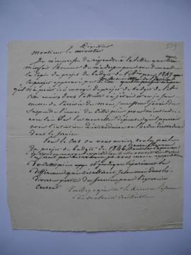 lettre de Jean-Victor Schnetz à Cavé, maître des requêtes, directeur des Beaux-arts, fol. 519