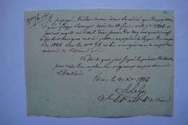 certificat de Filippo Sirmayer sur l’ajout des pièces à l’appui au compte de 1836, du secrétaire ...