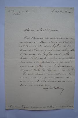 lettre annonçant la messe solennelle à l’occasion de la fête de Louis- Philippe Ier, et informant...