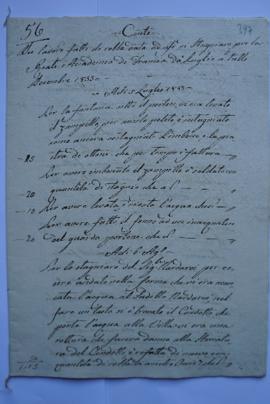 cahier de comptes et quittance pour les travaux de juillet à décembre 1833 de l’étameur, Giuseppe...