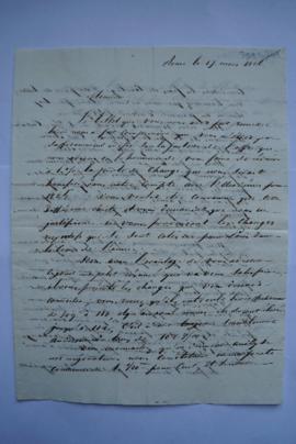 lettre au sujet de la perte de change de 1 pourcent dans les comptes de l’Académie en 1825, de To...