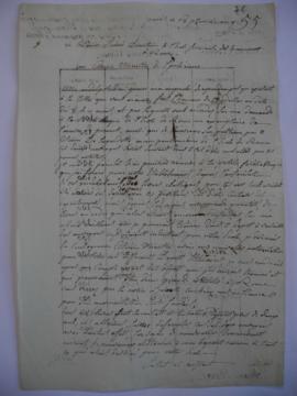 Brouillon de lettre concernant la formation de la bibliothèque à l'Académie, de Joseph-Benoît Suv...