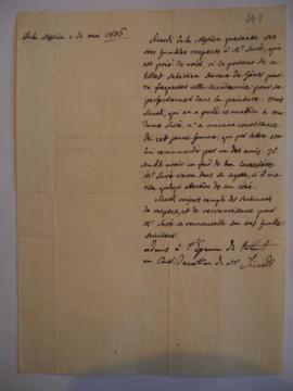 Lettre demandant pour Sebastiano Storace de Gênes de pouvoir se perfectionner à l'Académie, de Si...