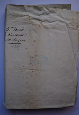 « 5ème année Du Directeur de M. Ingres [1839]. Pièces à l’appui des Comptes de 1839 », pochette c...
