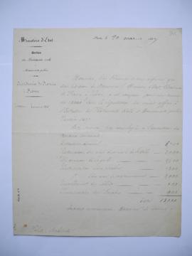 lettre sur l’entretien pour l’exercice 1857