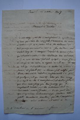 lettre concernant la demande de complément d’Aimé Milhomme à Lethière, fol. 283-283bis