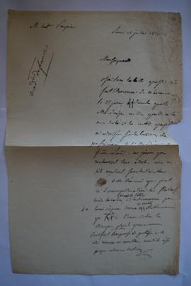 lettre réponse à la lettre du 25 juin au sujet de la note adressée sur les travaux des pensionnai...
