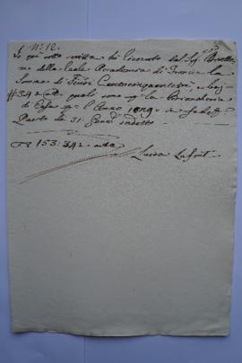 quittance pour le linge de maison durant l’année 1829, de Luisa Lafonte, femme de charge de l’Aca...