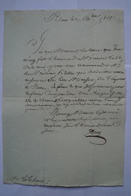 lettre concernant la recommandation du médecin Polelli pour le service de l’Empereur, de Daru, in...