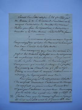 extrait d’une lettre adressée le 26 novembre 1841 par M. Denon à M. le directeur de l’Académie en...