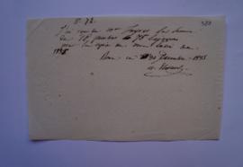quittance pour la copie de l’envoi de 1835, du musicien Antoine Amable Elward à Ingres, fol. 388
