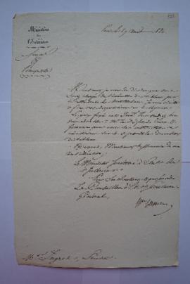 lettre informant de la décision du Secrétaire général de charger Ingres, pensionnaire peintre de ...