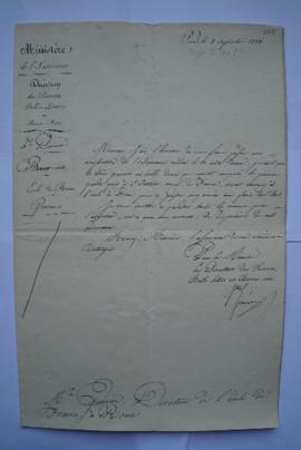 lettre servant de sous-pochette contenant les folios 300 à 301 informant de l’ordonnance rendue l...