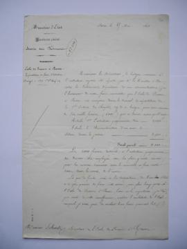lettre au sujet de la répartition du fonds d’entretien, budget de 1853
