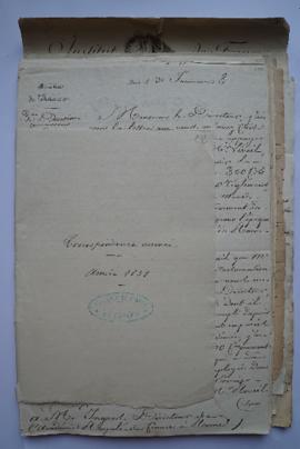 « Correspondance arrivée. Année 1838 », sous-pochette contenant les folios 200 à 239, fol. 199, 240