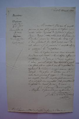 lettre d’approbation d’un compte rendu, du ministre Laîné à Charles Thévenin, fol. 234