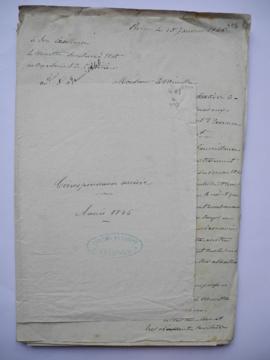 « Correspondance arrivée. Année 1846 », pochette contenant les folios de 408 à 449, fol. 407bis
