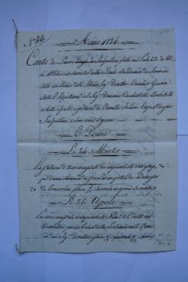 facture et quittance pour les travaux de mars à décembre 1826, du tailleur de pierre, Camillo Foc...