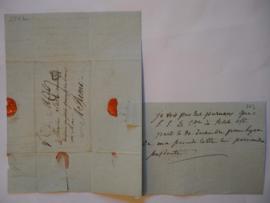 Réponse à la lettre de Suvée du 18 décembre 1806, de Noirterre, homme d’affaires de Suvée à Paris...