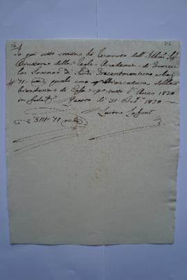 quittance pour le linge de la maison durant l’année 1830, de la femme de charge Luisa Lafont à Ho...