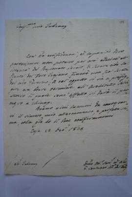 lettre refusant la demande d’autorisation de faire un plan de la colonne de Trajan, de G. Santucc...