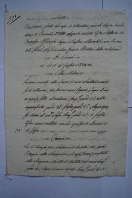 cahier des comptes et quittance du maçon Francesco Oslenghi pour les travaux du 5 juillet au 24 n...